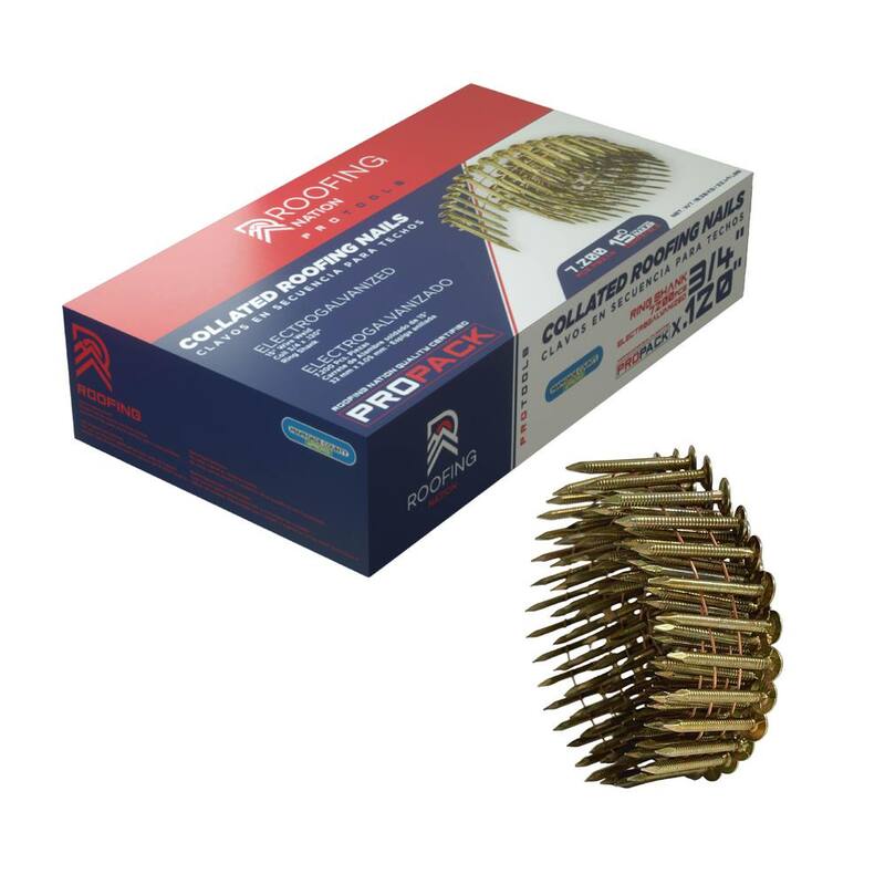 Roofing Nation LLC 3/4 in. Electro Galvanized Ring Shank Roofing Coil Nails (7,200 Per Box) - EGRSCRN75