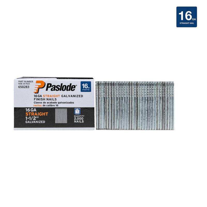 Paslode 1-1/2 in. x 16-Gauge Galvanized Straight Finish Nails (2000 Pack) - 650283