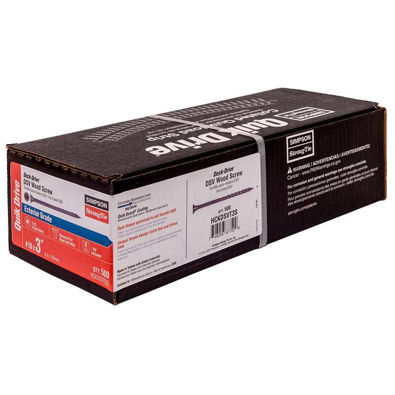 Simpson Strong-Tie #10 x 3 in. T25 6-Lobe, Flat Head, Deck-Drive DSV Collated Wood Screw, Tan (500-Pack) - HCKDSVT3S