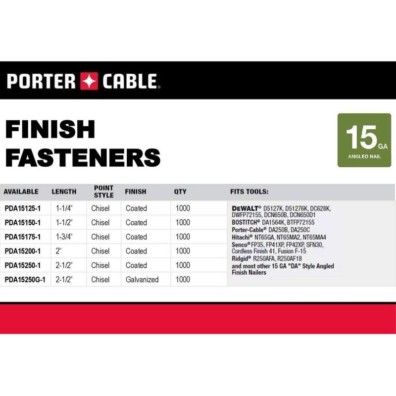 Porter-Cable 2 in. x 15-Gauge Finish Nail Glue Collated (1000 per Box) - PDA15200-1
