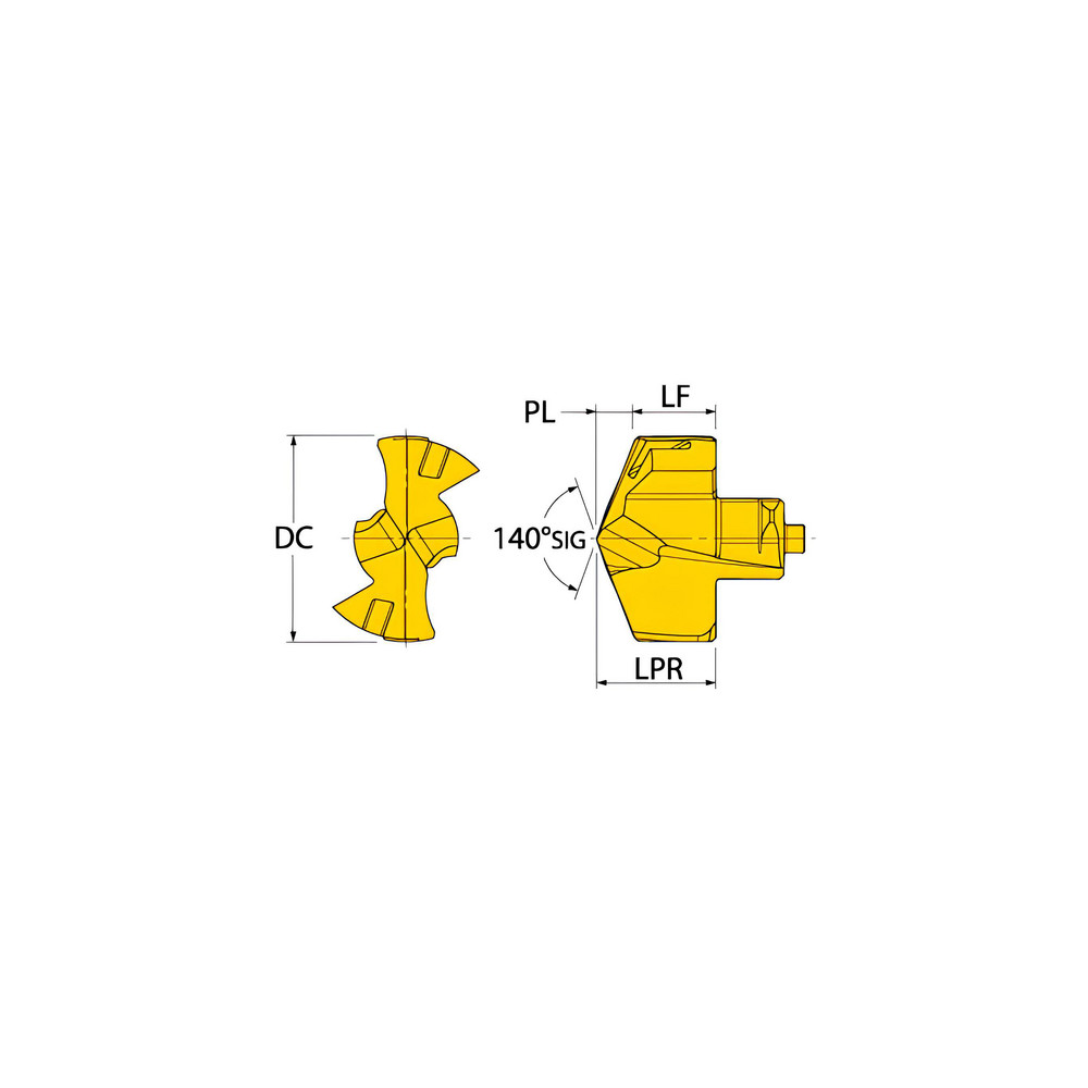 Ingersoll Cutting Tools Replaceable Drill Tips: TPA1700R01 IN2505, 0.6693" Dia, 17.00 mm Dia, 140 deg Point,  IN2505 - 5120070