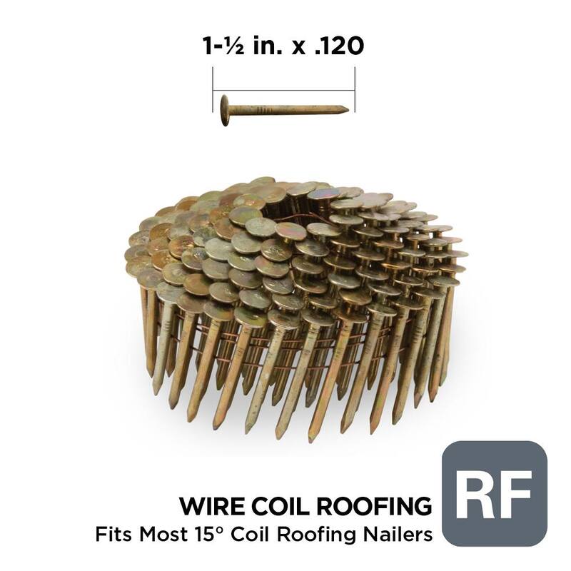 Stinger 1-1/2 in. x 0.120-Gauge Electro Galvanized Smooth Shank Wire Coil Roofing Nails (7200 Per Box) - 0611090