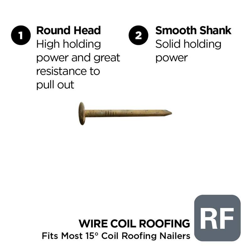 Stinger 1-1/2 in. x 0.120-Gauge Electro Galvanized Smooth Shank Wire Coil Roofing Nails (7200 Per Box) - 0611090