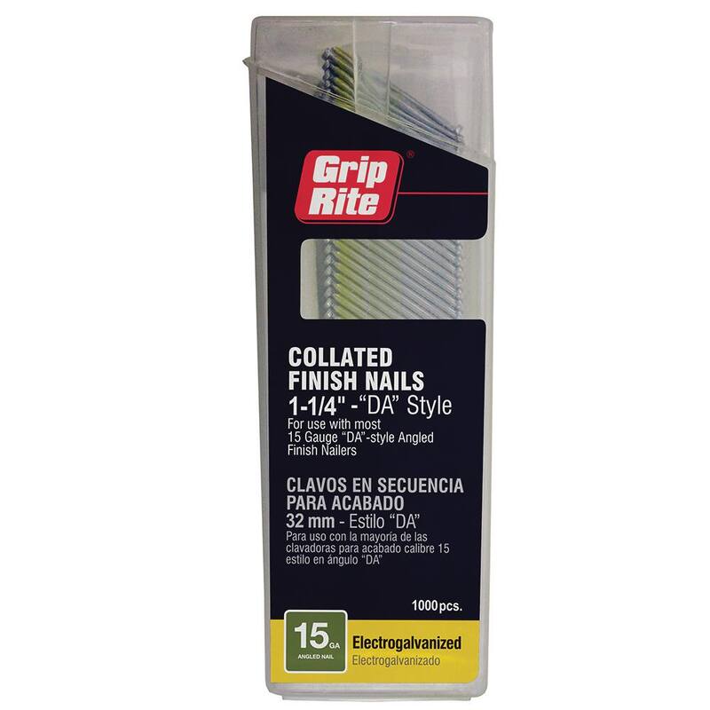 Grip-Rite 1-1/4 in. x 15-Gauge Electrogalvanized DA-Style Finish Nails 1000 per Box - GRDA15GLM