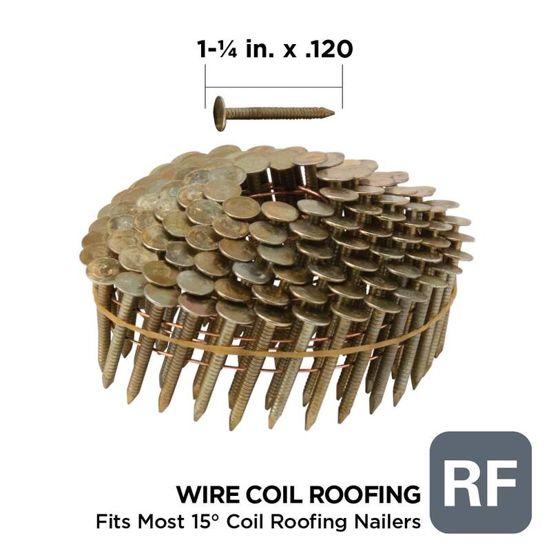 Stinger 1-1/4 in. x 0.120 in. 11-Gauge Electrogalvanized Ring Shank Wire Coil Roofing Nails (7200 per Box) - 0611072