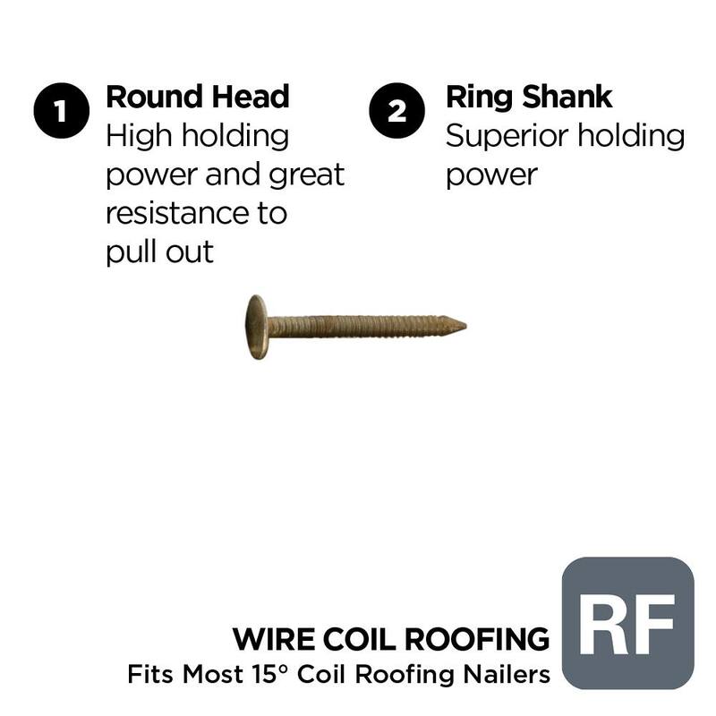 Stinger 1-1/4 in. x 0.120 in. 11-Gauge Electrogalvanized Ring Shank Wire Coil Roofing Nails (7200 per Box) - 0611072