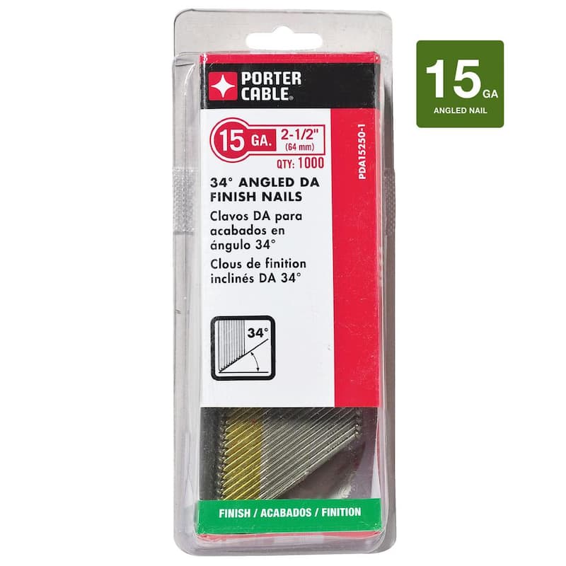 Porter-Cable 2-1/2 in. x 15-Gauge DA Brite Nail Glue Collated (1000 per Box) - PDA15250-1