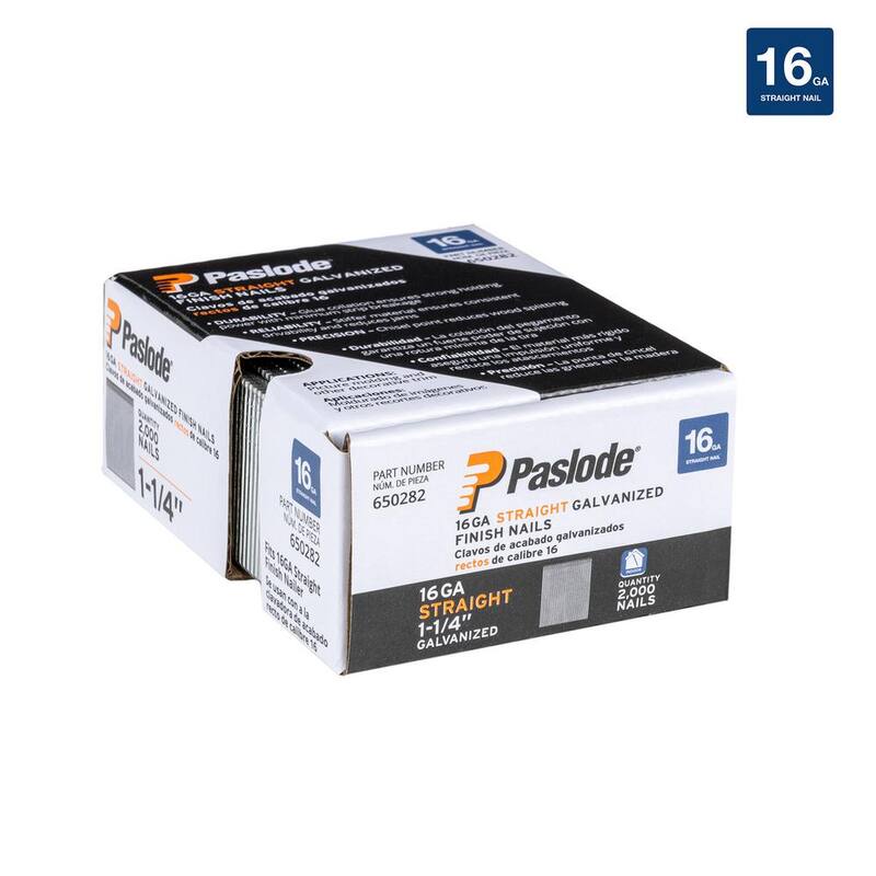 Paslode 1-1/4 in. 16-Gauge Galvanized Straight Finish Nails (2000 Pack) - 650282