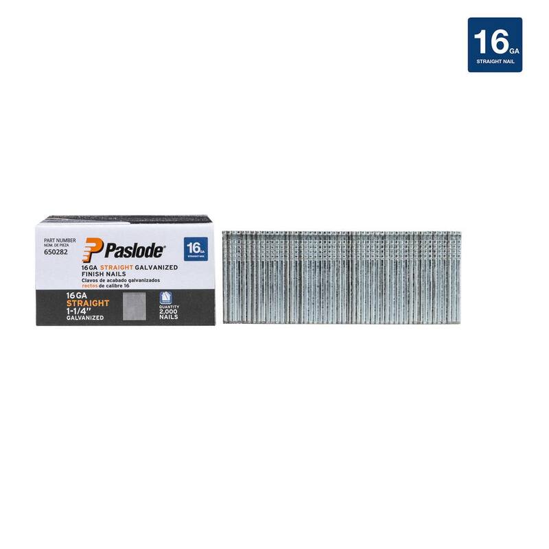 Paslode 1-1/4 in. 16-Gauge Galvanized Straight Finish Nails (2000 Pack) - 650282