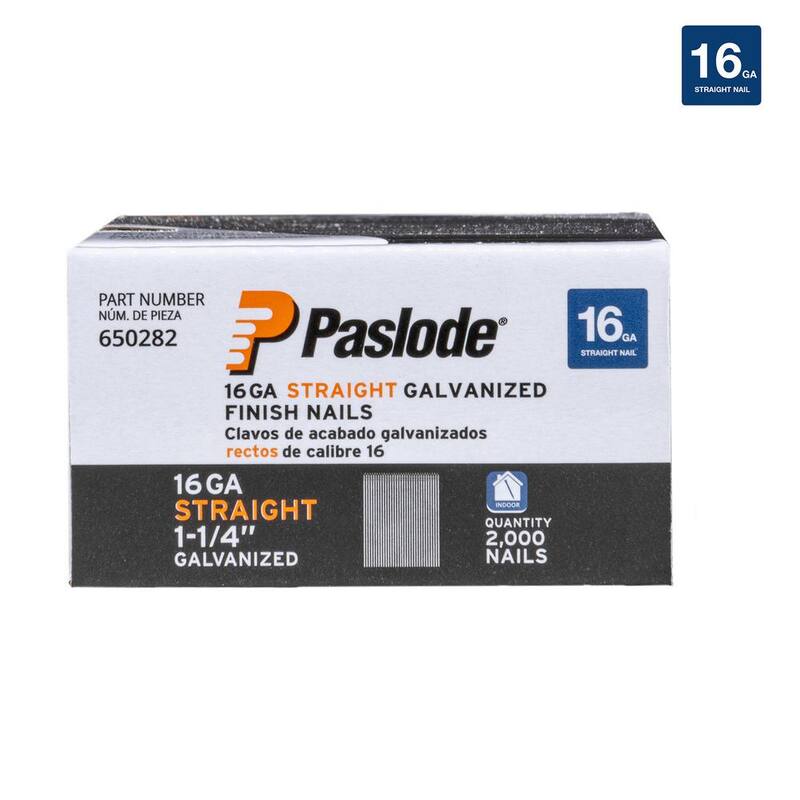 Paslode 1-1/4 in. 16-Gauge Galvanized Straight Finish Nails (2000 Pack) - 650282