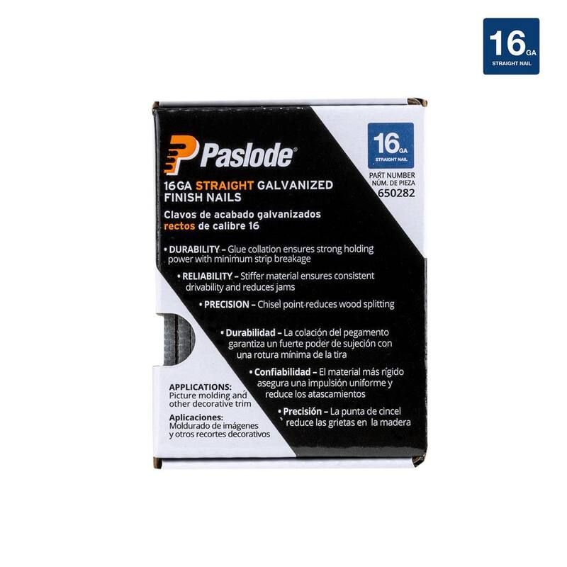 Paslode 1-1/4 in. 16-Gauge Galvanized Straight Finish Nails (2000 Pack) - 650282