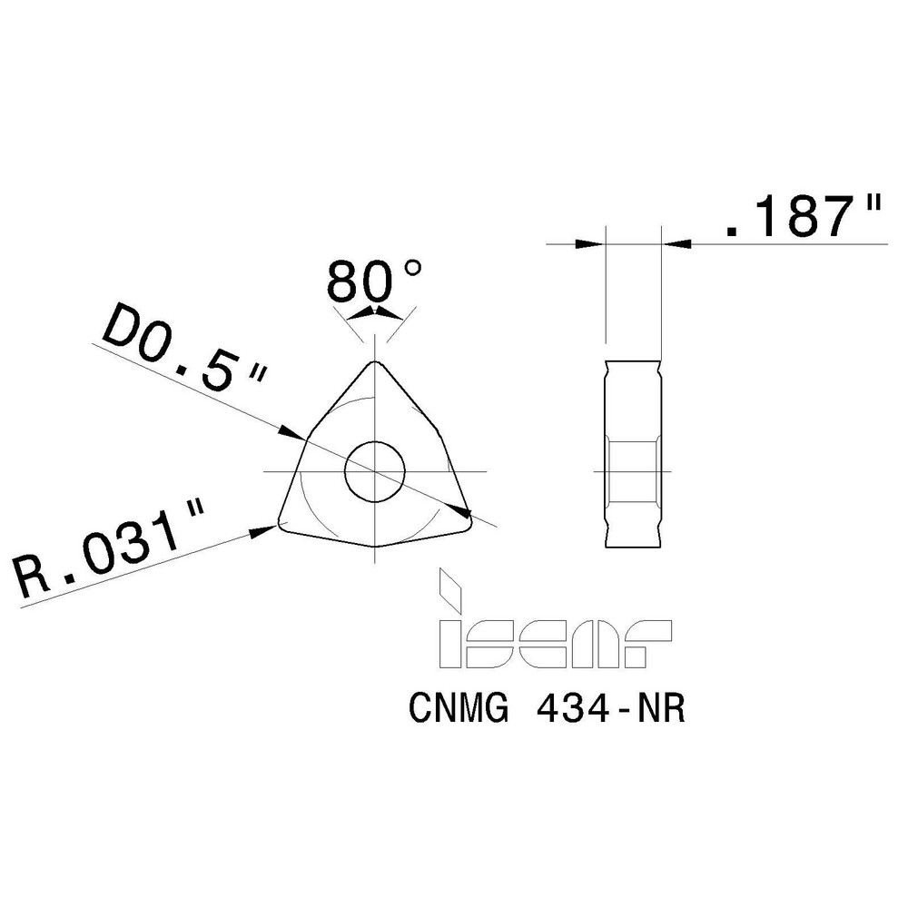 Iscar Turning Insert: WNMG432GN IC8150, Carbide - 5507831