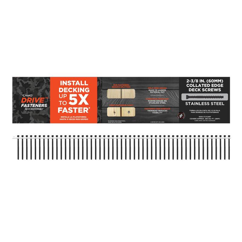 CAMO #7 x 2-3/8 in. Stainless Steel Star Drive Trim Head Collated Edge Deck Screw (1000-Count) - 0395020S