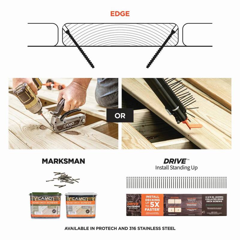 CAMO #7 x 2-3/8 in. Stainless Steel Star Drive Trim Head Collated Edge Deck Screw (1000-Count) - 0395020S