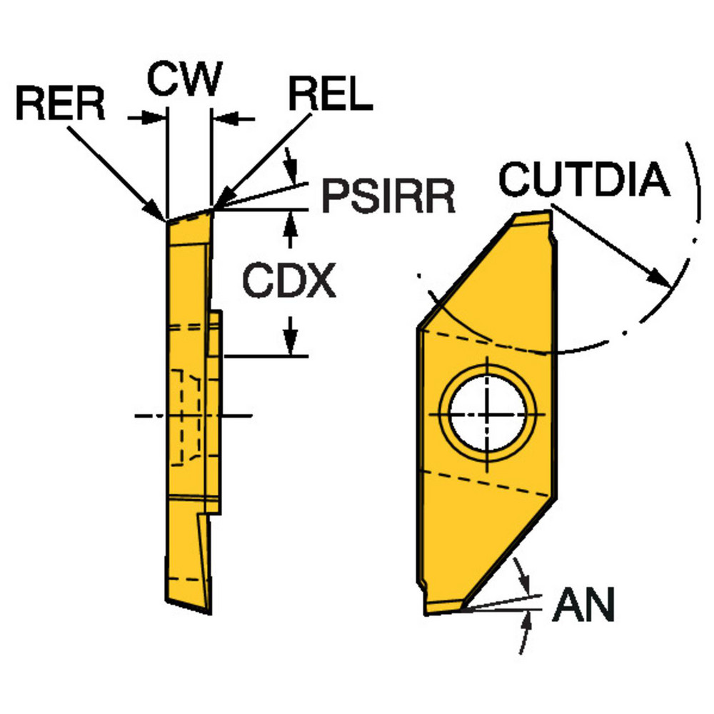 Sandvik Coromant Cutoff Insert: MACL3150R H13A, Carbide, 1.50 mm Cutting Width, 0.0591" Cutting Width - 5733326