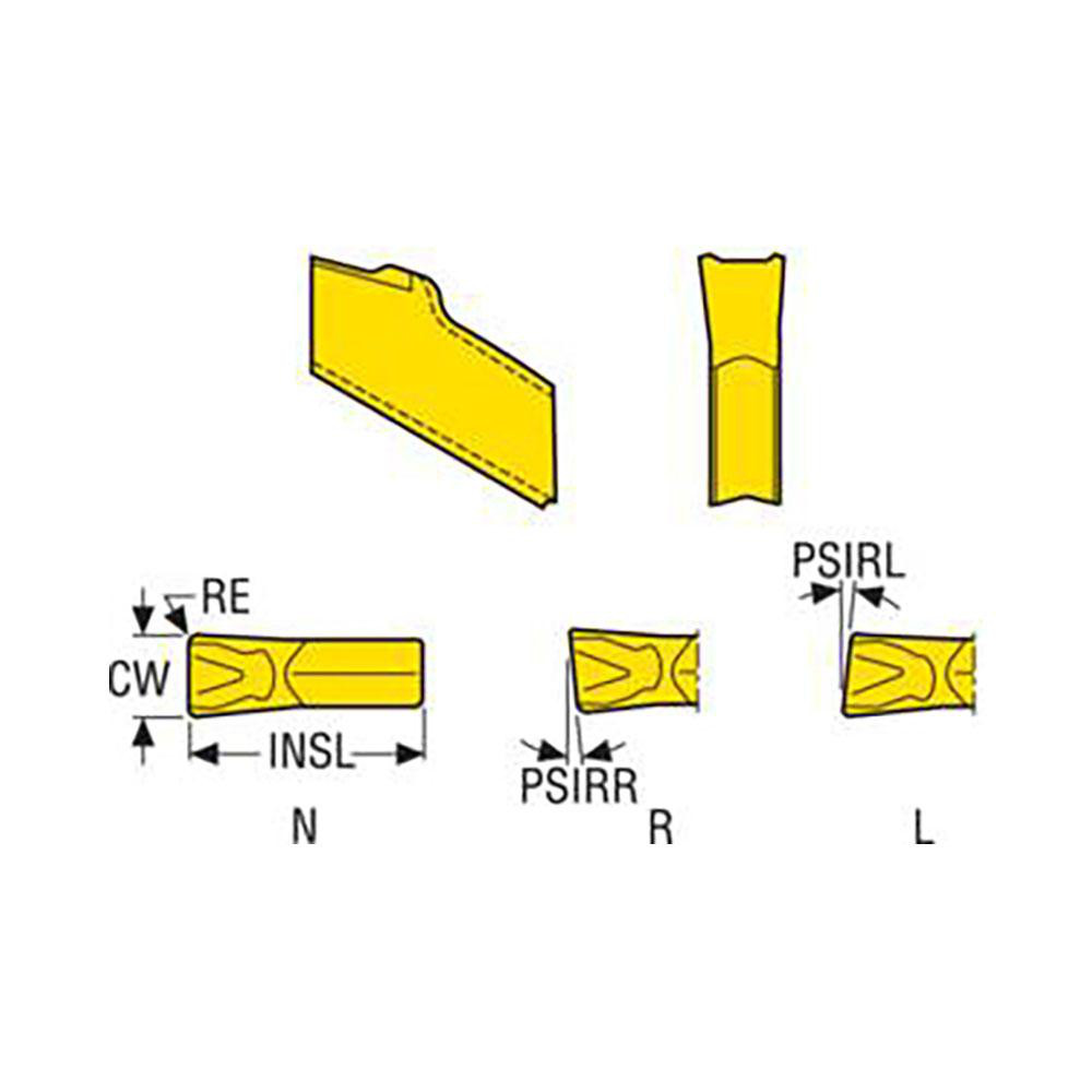 Seco Cutoff Insert: 150.10-3R6-12 T25M, Carbide, 0.1220" Cutting Width - 74024843