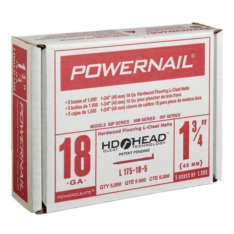 POWERNAIL 1-3/4 in. x 18-Gauge Glue Collated L-Shaped Cleat Nails for Hardwood and Engineered Flooring (5000 per Box) - L175185