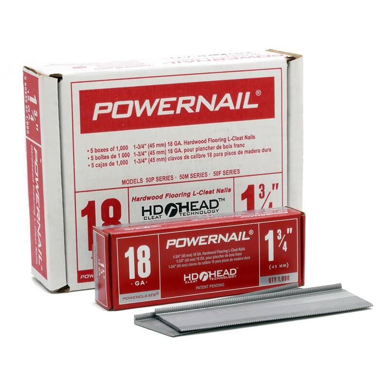 POWERNAIL 1-3/4 in. x 18-Gauge Glue Collated L-Shaped Cleat Nails for Hardwood and Engineered Flooring (5000 per Box) - L175185