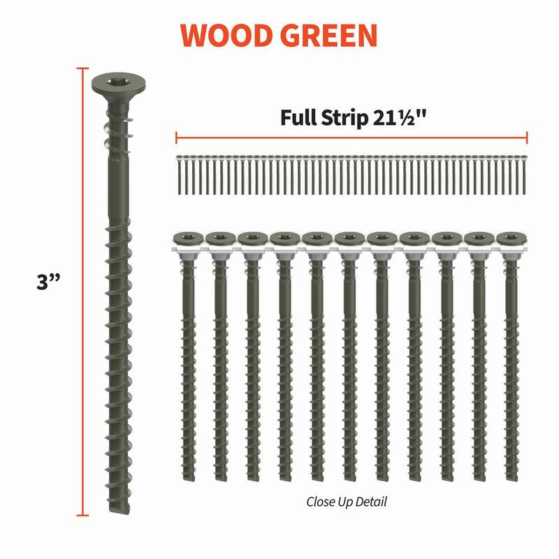 CAMO #10 x 3 in. Green Star Bugle-Head Drive Collated Deck Screw (1000-Count) - 0395040