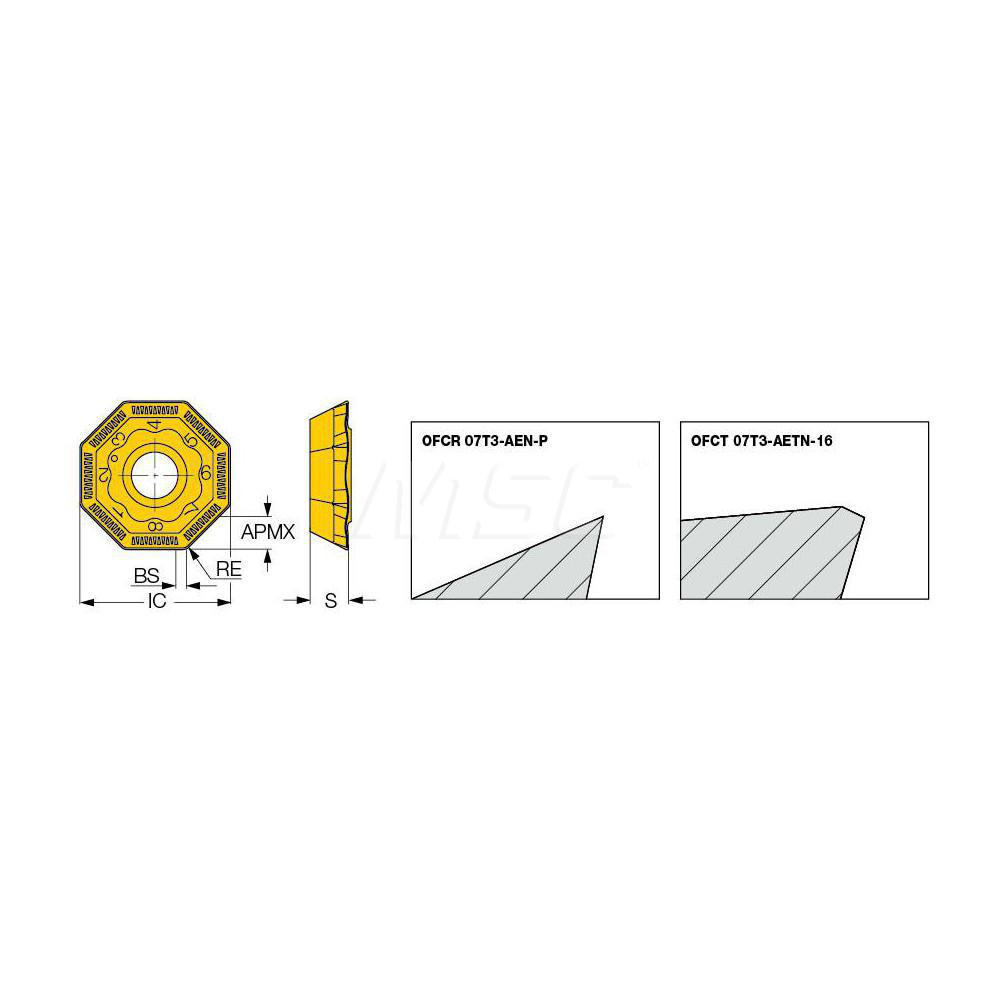 Iscar Milling Insert: ANSI OFCR 07T3-AEN IC908, ISO OFCR 07T3-AEN, IC908, Solid Carbide - 5602270