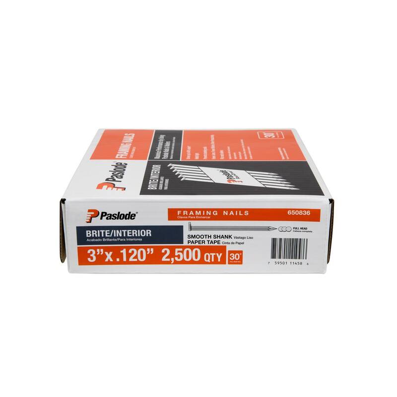 Paslode 3 in. x 0.120-Gauge 30-Degree Brite Smooth Shank Paper Tape Framing Nails Combo Kit Includes (2500 Per Box) (2-Pack) - 650953