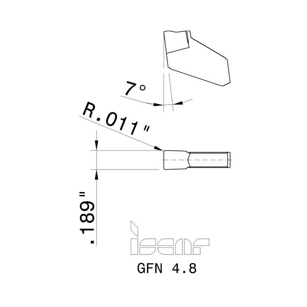 Iscar Cutoff Insert: GFN 4.8 IC-354, Carbide, 4.79 mm Cutting Width, 0.1886" Cutting Width - 6002659