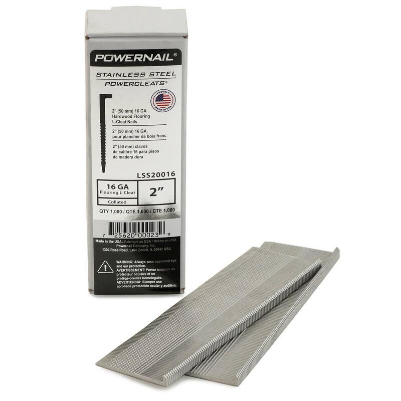 POWERNAIL 2 in. x 16-Gauge Powercleats Stainless Steel Hardwood Flooring Nails (1000-Pack) - L 200-16SS
