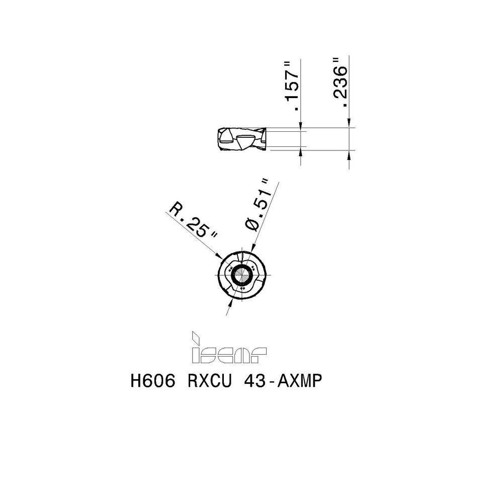 Iscar Milling Insert: ANSI H606 RXCU 43-AXMP IC380, ISO H606 RXCU 43-AXMP, IC380, Solid Carbide - 5667113
