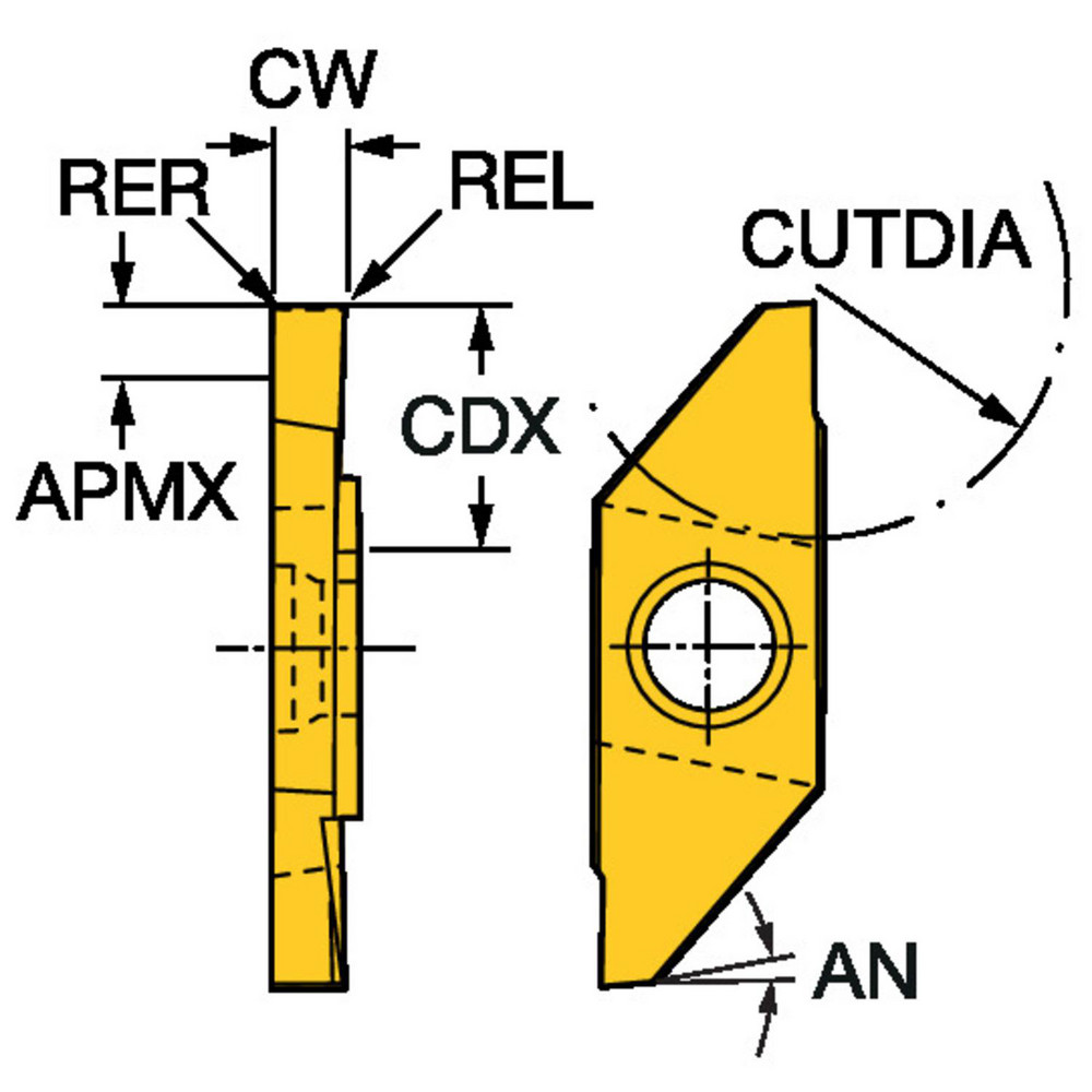 Sandvik Coromant Cutoff Insert: MACR3100-T 1025, Carbide, 1.00 mm Cutting Width, 0.0394" Cutting Width - 5733386
