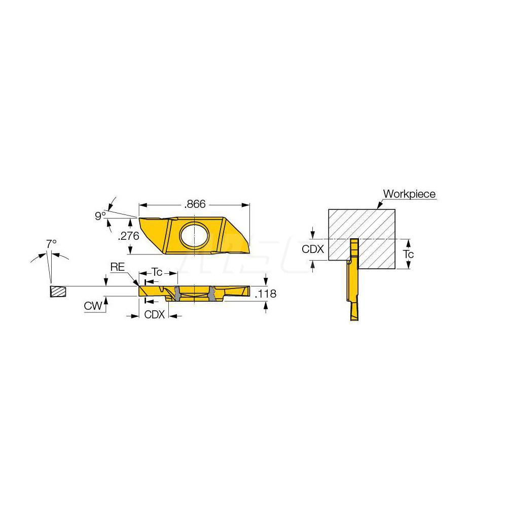 Iscar Cutoff Insert: SCIR22-100NP08 IC1008, Carbide, 1.00 mm Cutting Width, 0.0394" Cutting Width - 6410069