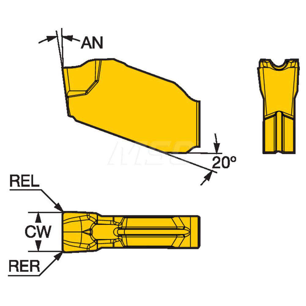 Sandvik Coromant Cutoff Insert: QDNH0400-0002-CO 1145, Carbide, 4.00 mm Cutting Width, 0.1575" Cutting Width - 6427413