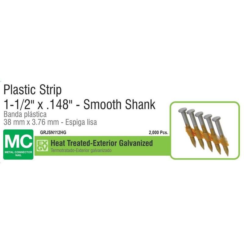 Grip-Rite 1-1/2 in x .148 33° Plastic Collated Exterior Galvanized Steel Smooth Shank Joist Hanger Nails 2000 per Box - GRJSN112HG
