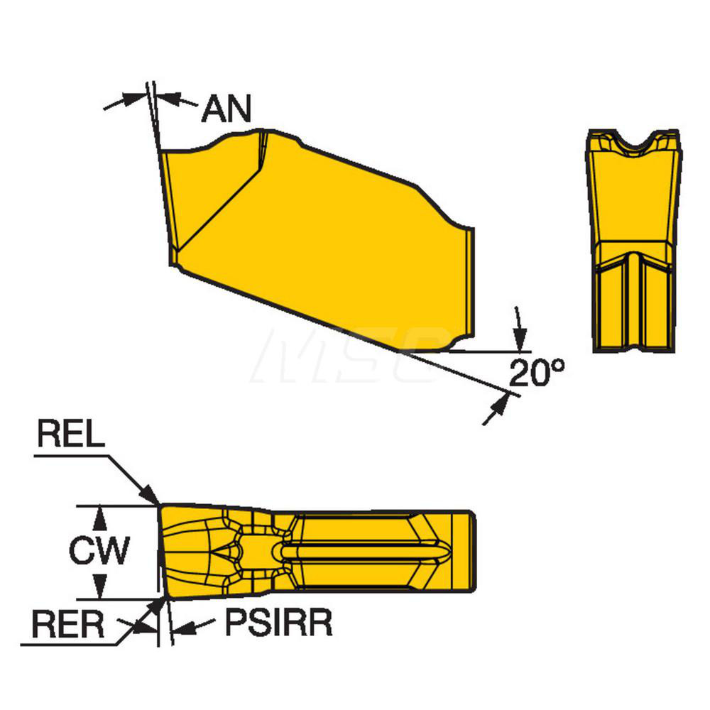 Sandvik Coromant Cutoff Insert: QD-RH0400-0502-CM 1135, Carbide, 4.00 mm Cutting Width, 0.1575" Cutting Width - 6398217