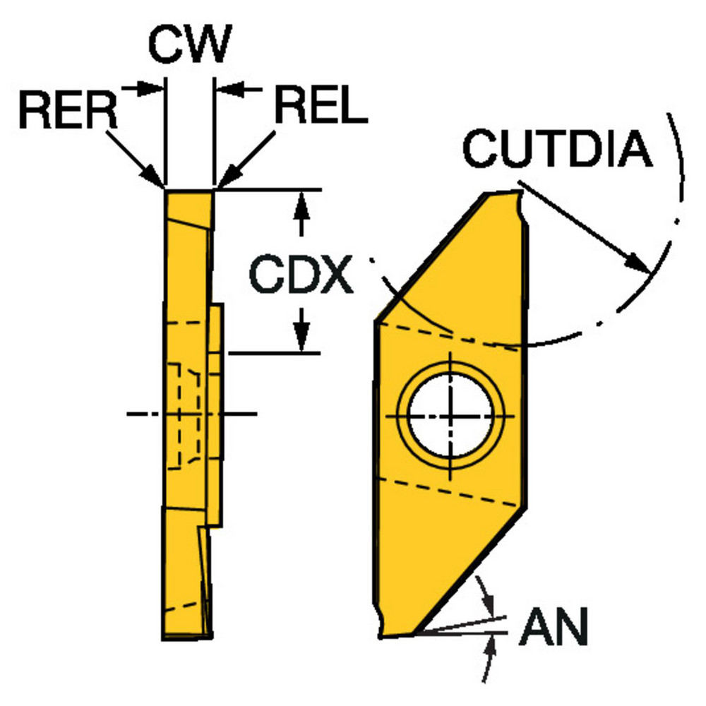 Sandvik Coromant Cutoff Insert: MACR3200-N 1025, Carbide, 2.00 mm Cutting Width, 0.0787" Cutting Width - 5735454