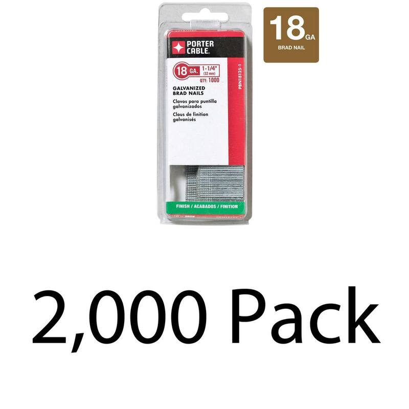 Porter-Cable 1-1/4 in. x 18-Gauge Brad Nail Glue Collated 2 Boxes (1000 per Box) - PBN18125-1X2