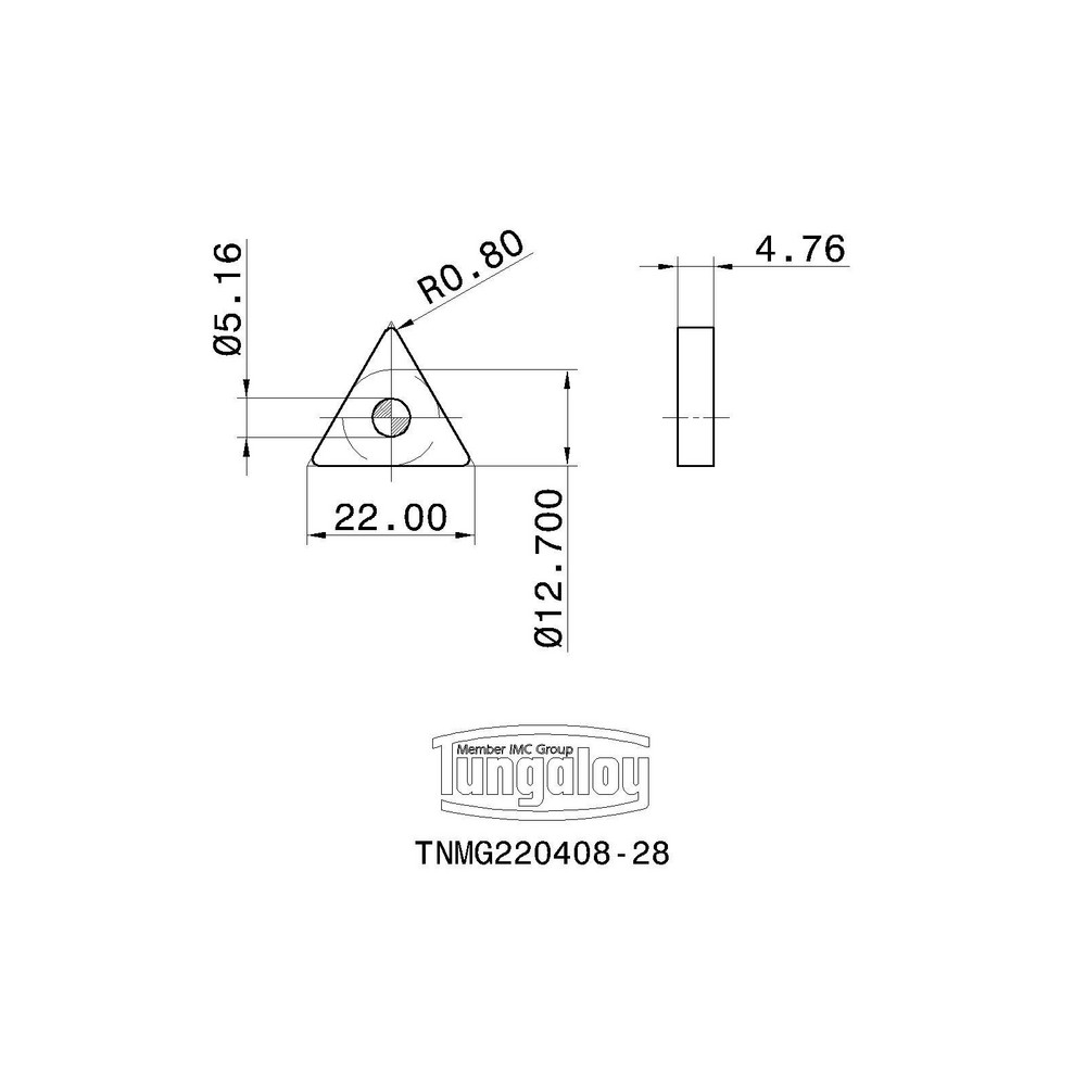 Tungaloy Turning Insert: TNMG432-28 AH120, Carbide - 6812074