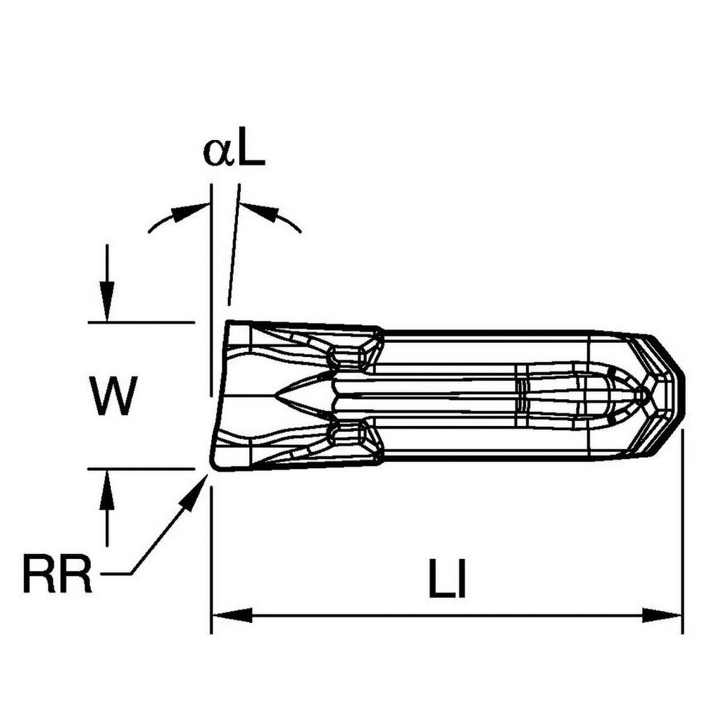 Kennametal Cutoff Insert: EC040M04N00CF02 KCU25B, Carbide, 4.000 mm Cutting Width, 0.1575" Cutting Width - 7167439