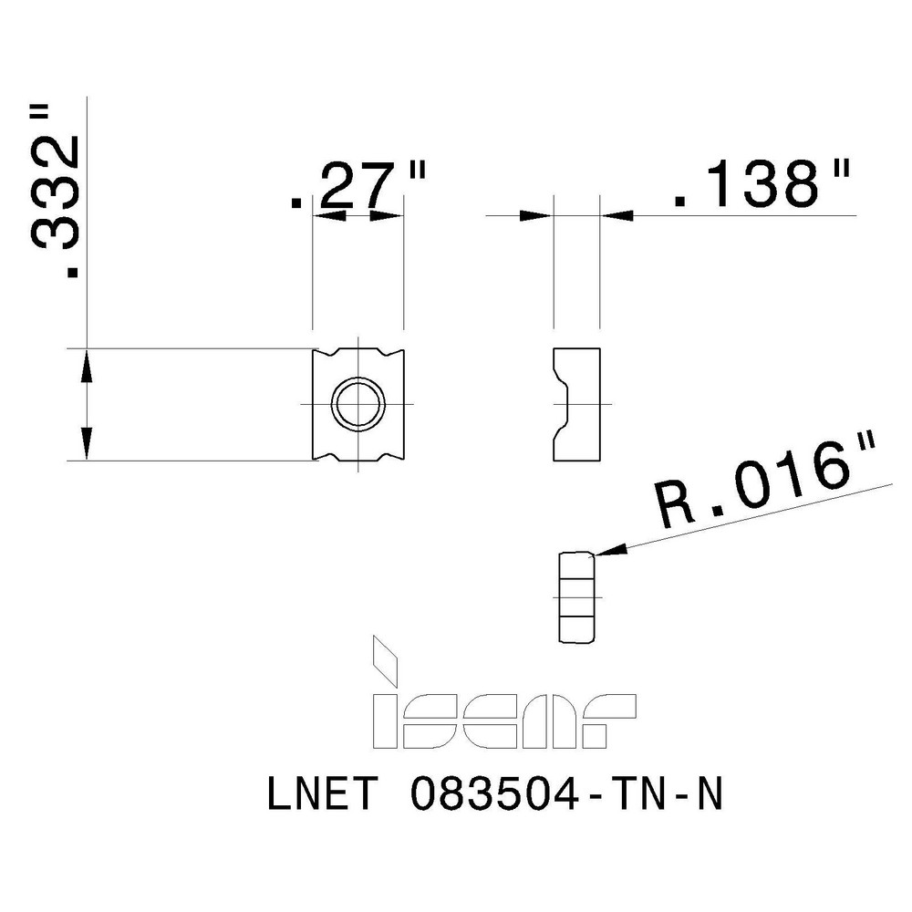 Iscar Milling Insert: ANSI LNET 083504-TN-N IC928, ISO LNET 083504-TN-N, IC928, Solid Carbide - 5604325