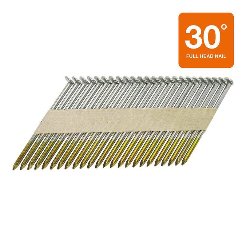 Grip-Rite 2-3/8 in. x 0.113 in. 30° Paper Collated Bright Coated Offset Round Head Smooth Shank Framing Nails 4000 per Box - GRSP8D4M