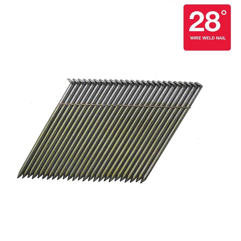 Grip-Rite 3-1/4 in. x 0.131 in. 28° Wire Collated Exterior Galvanized Offset Round Head Smooth Shank Framing Nails 1000 per Box - GRW12ZHGH1