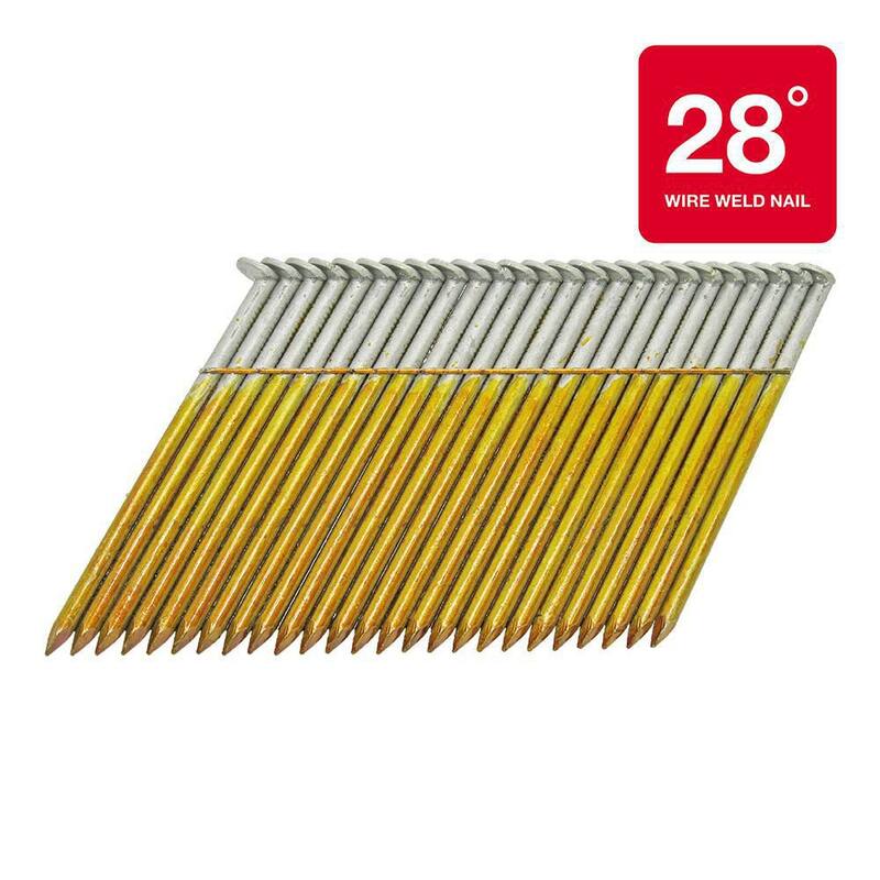 Grip-Rite 3-1/4 in. x 0.131 in. 28° Wire Collated Exterior Galvanized Offset Round Head Smooth Shank Framing Nails 1000 per Box - GRW12ZHGH1