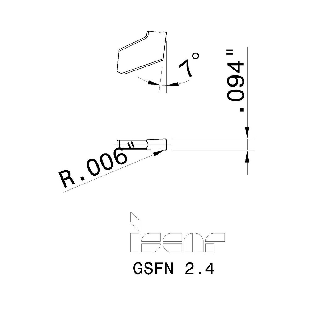 Iscar Milling Insert: ANSI GSFN 2.4 IC328, ISO GSFN 2.4, IC328, Solid Carbide - 6002473