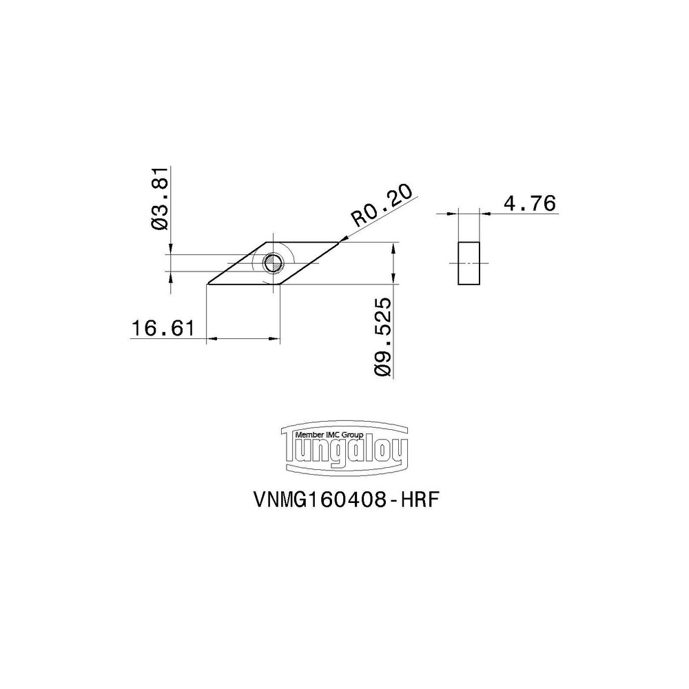 Tungaloy Turning Insert: VNMG332HRF AH8015, Carbide - 6741710