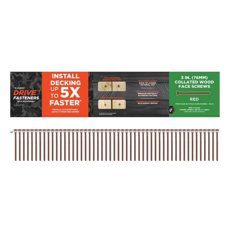 CAMO #10 x 3 in. Red Star Drive Bugle-Head Collated Deck Screw (1000-Count) - 0395047