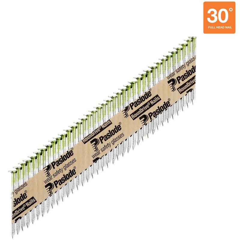 Paslode 2 in. x 0.113 Heavy-Duty 30 -Degree Galvanized Ring Shank Paper-Taped Framing Nails with PMPlus Nailer (2000 per Box) - 650381P
