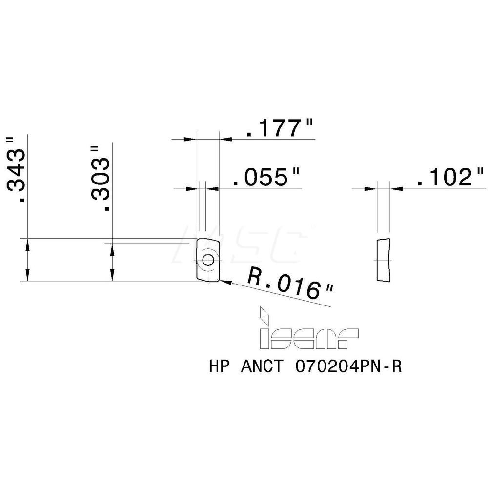Iscar Milling Insert: ANSI HP ANCT 070204PN-R IC928, ISO HP ANCT 070204PN-R, IC928, Solid Carbide - 5604343
