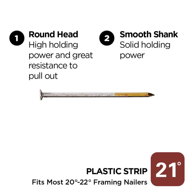 PRO-FIT 3 in. x 0.131-Gauge 21° Bright Finish Smooth Shank Plastic Strip Framing Nails (4000 per Box) - 0616170