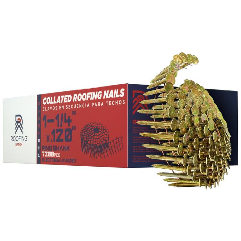 Roofing Nation LLC 1-1/4 in. Electro Galvanized Ring Shank Roofing Coil Nails (7,200 Per Box) - EGRSCN1.25