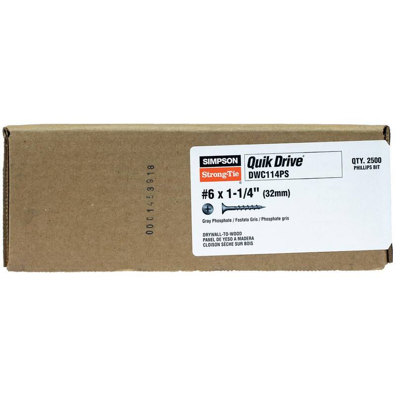 Simpson Strong-Tie #6 x 1-1/4 in. #2 Phillips, Bugle-Head, DWC Collated Drywall Screw (2500-Pack) - DWC114PS