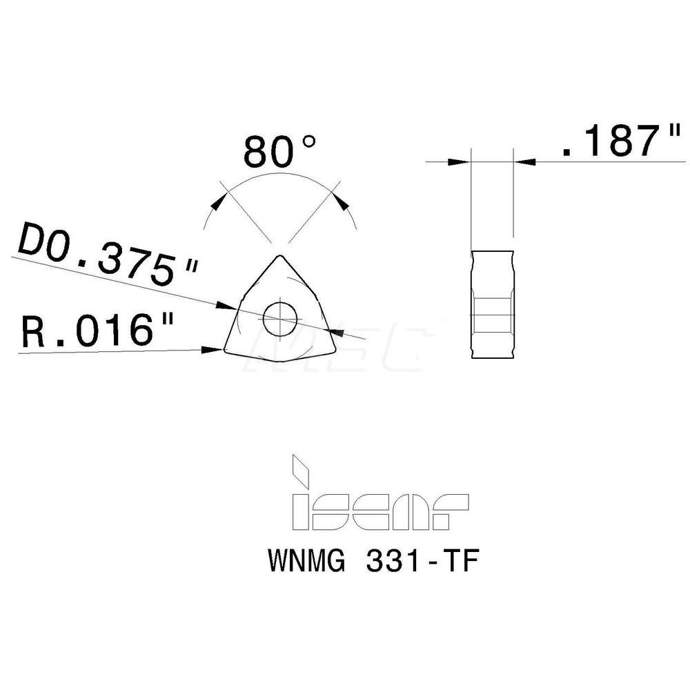 Iscar Turning Insert: WNMG331TF IC907, Carbide - 5596391
